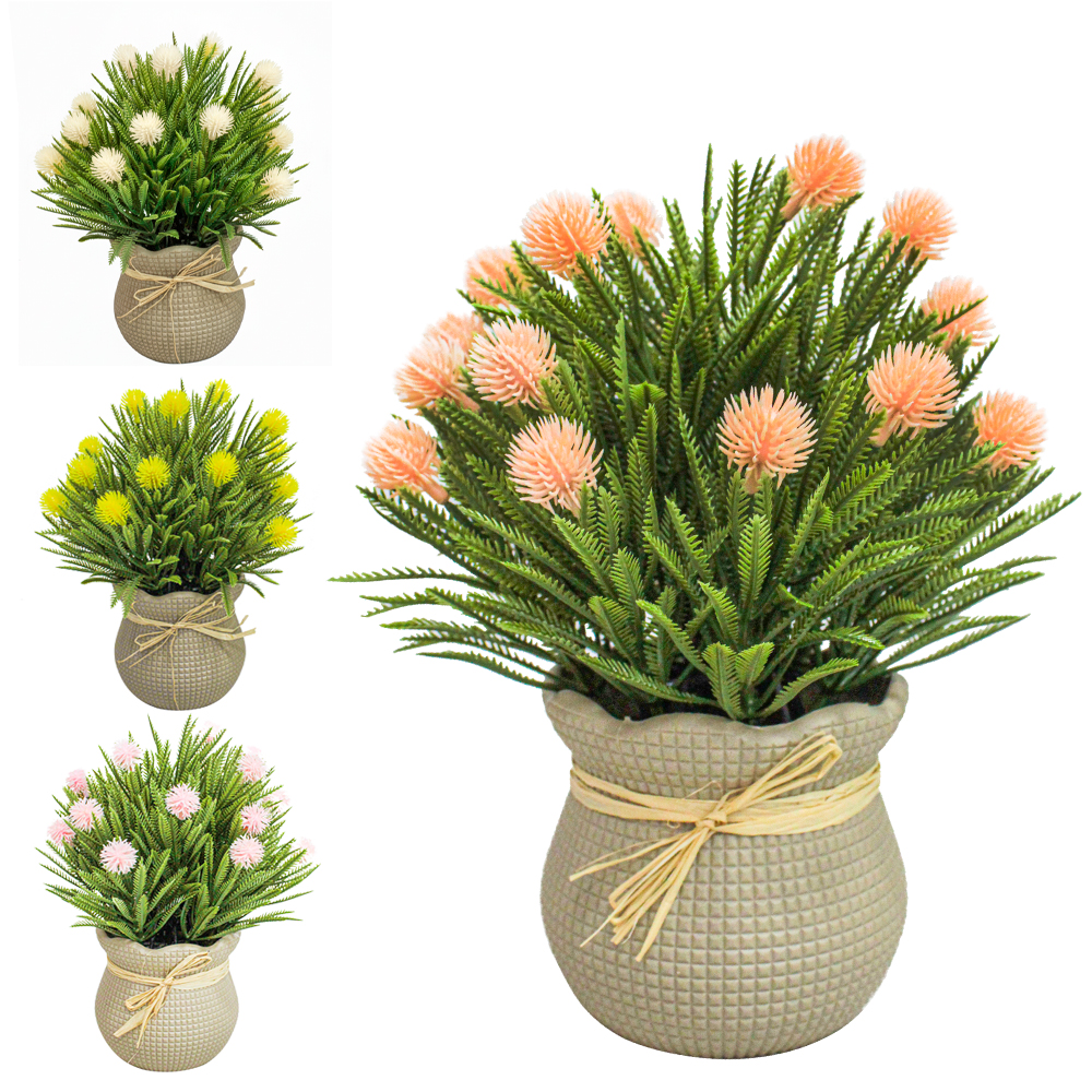 FLOR ARTIFICIAL CRISANTEMO COM VASO DE PLASTICO REDONDO 21X9X7,5CM VCF
