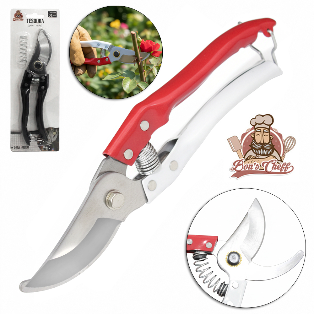 TESOURA DE PODA COM TRAVA DE SEGURANCA + MOLA DE RESERVA 8'' 20,5X5CM