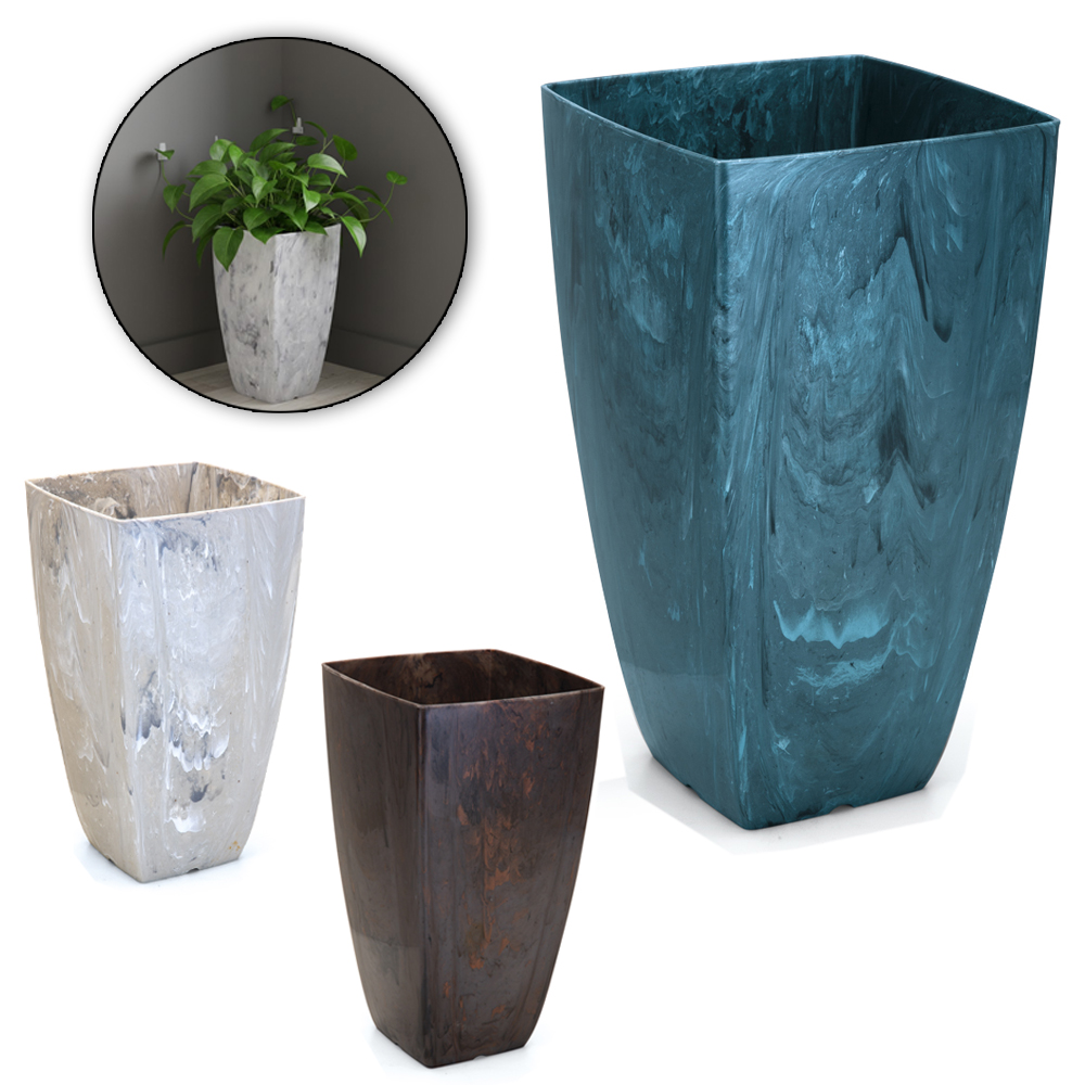 VASO QUADRADO COLUNA ELEGANCE STONE GRANDE COLORS 8L 34,5X20CM DE PLASTICO