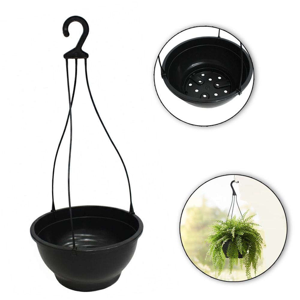 VASO REDONDO DE PENDURAR CUIA PRETO 2L 10,5X21,5CM DE Ø DE PLASTICO