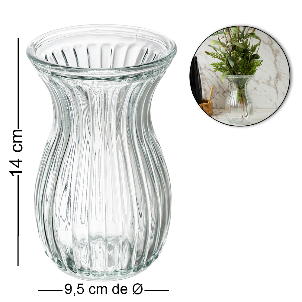 VASO DE VIDRO REDONDO PETUNIA 14X9,5CM DE Ø