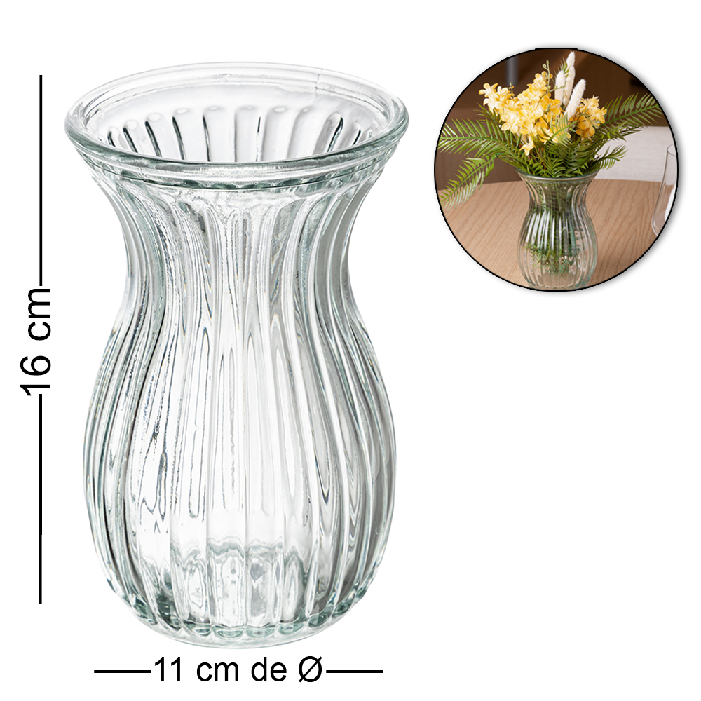 VASO DE VIDRO REDONDO PETUNIA 16X11CM DE Ø