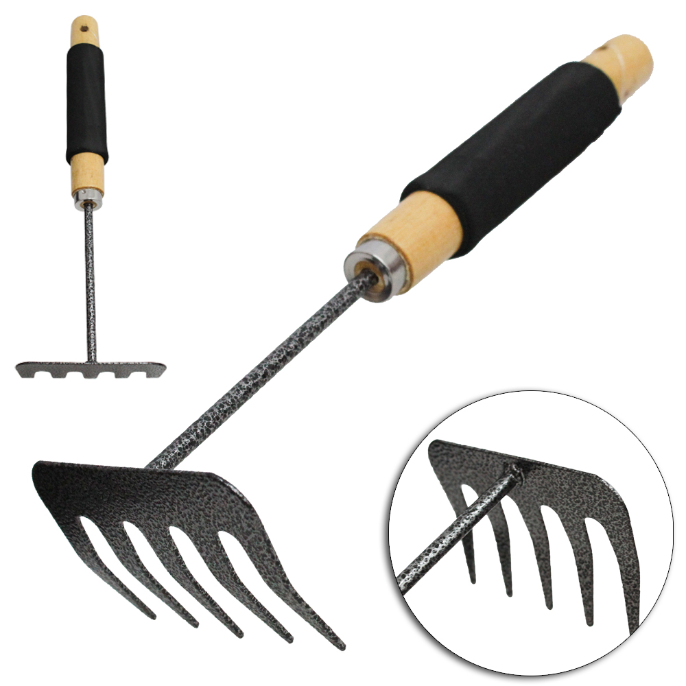 ANCINHO / RASTELO PARA JARDIM DE METAL CABO MADEIRA COM ESPUMA 30X9,5X7CM