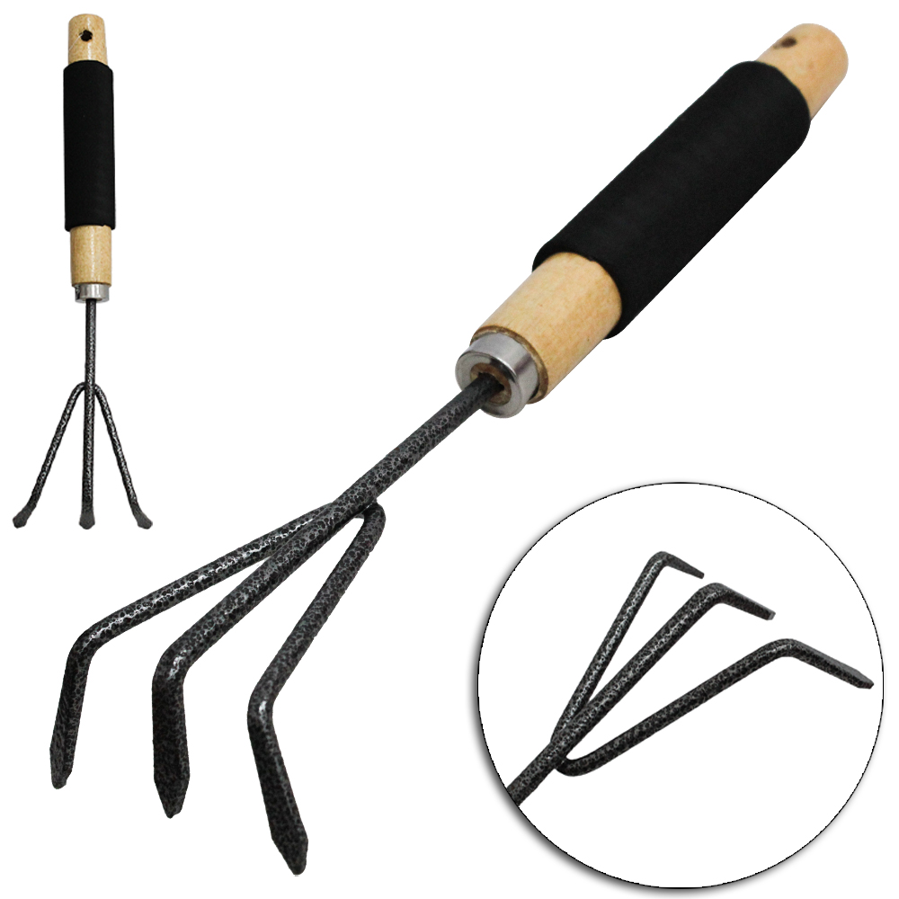 ANCINHO / RASTELO PARA JARDIM DE METAL CABO MADEIRA COM ESPUMA 30X8,5CM