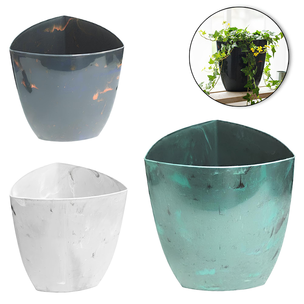 VASO TRIANGULAR ELEGANCE STONE 28X25,5X25,5CM DE PLASTICO