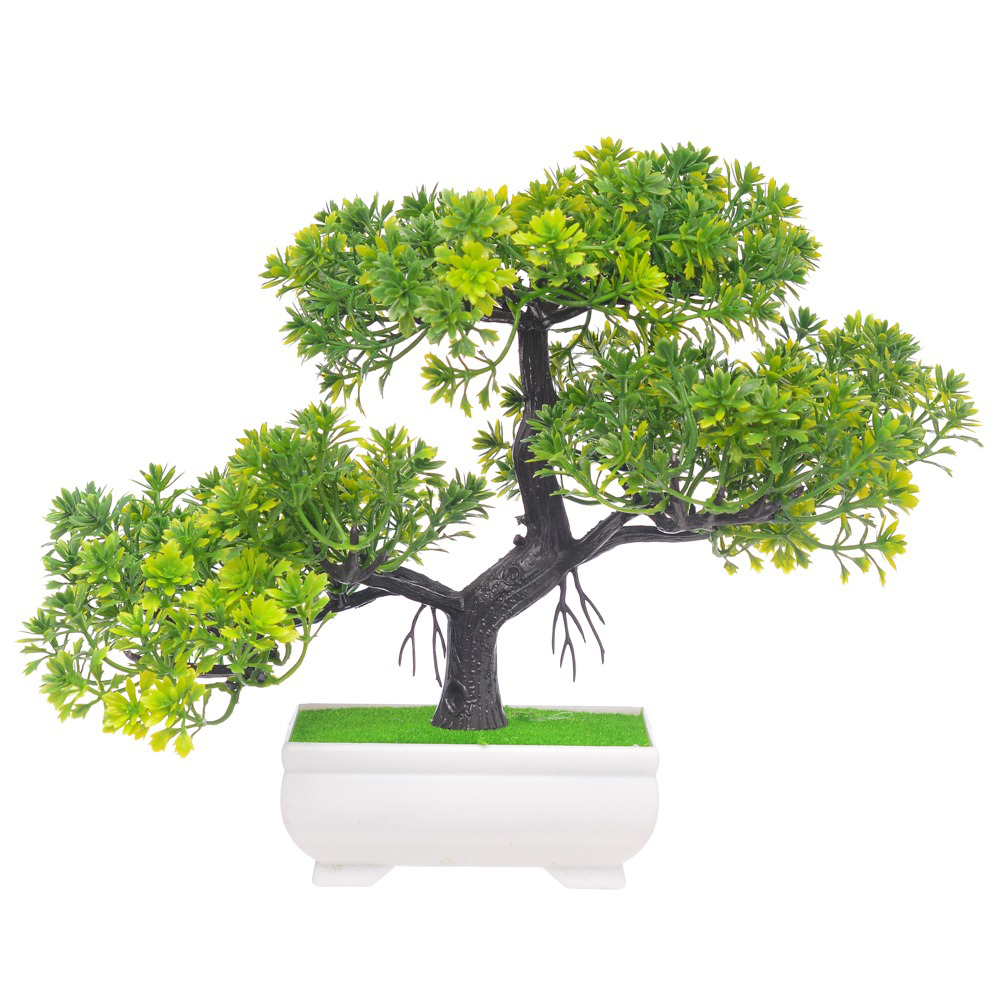 FLOR ARTIFICIAL BONSAI COM VASO DE PLASTICO RETANGULAR 25X21X15CM