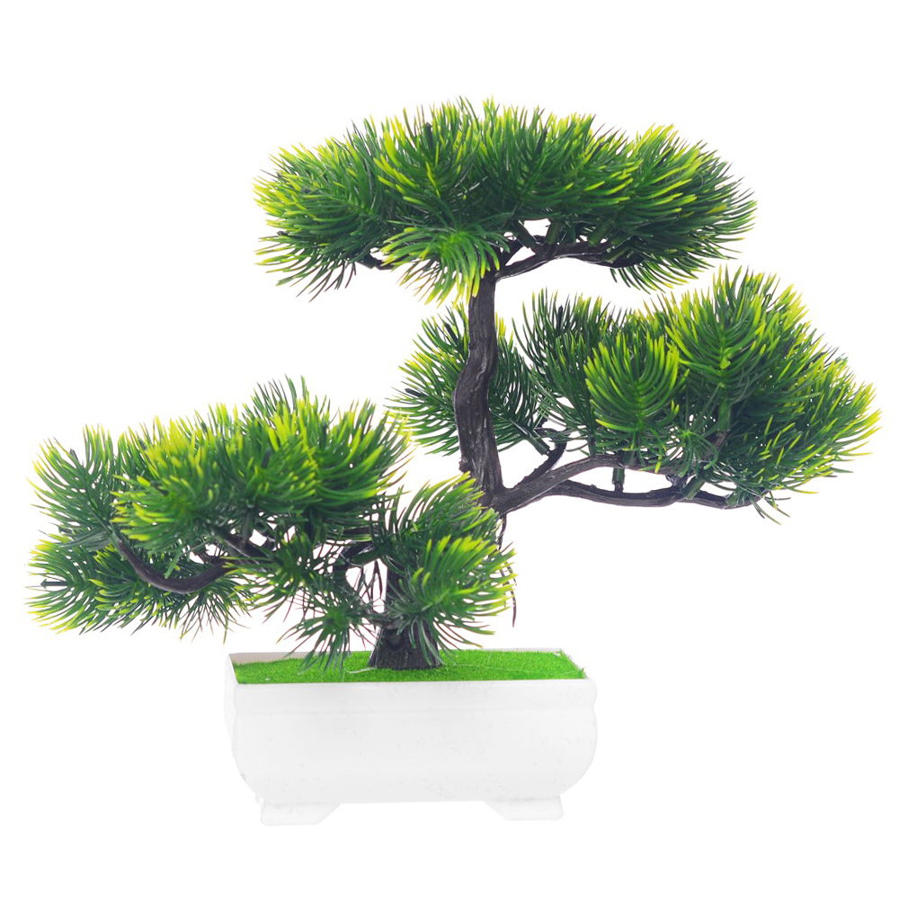 FLOR ARTIFICIAL BONSAI COM VASO DE PLASTICO RETANGULAR 28X20X15CM