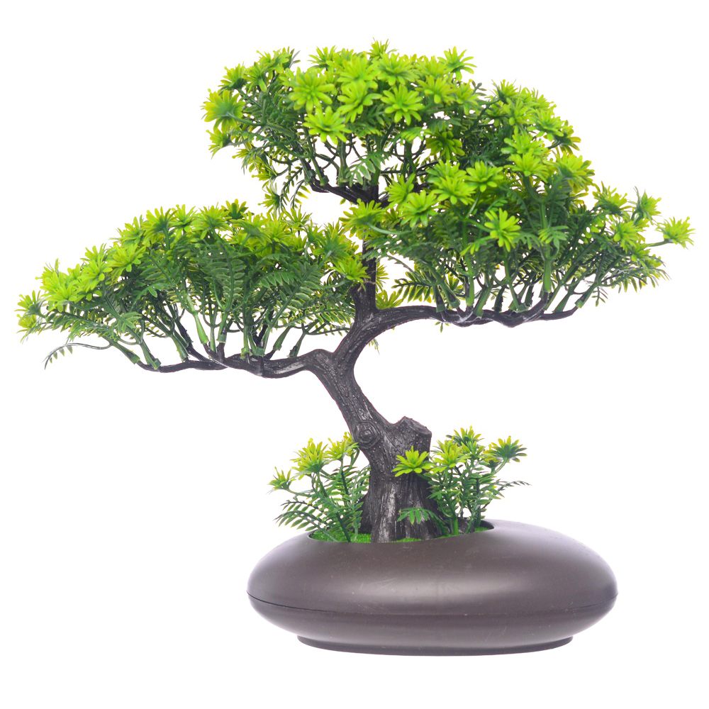 FLOR ARTIFICIAL BONSAI COM VASO DE PLASTICO OVAL 30X27X14CM