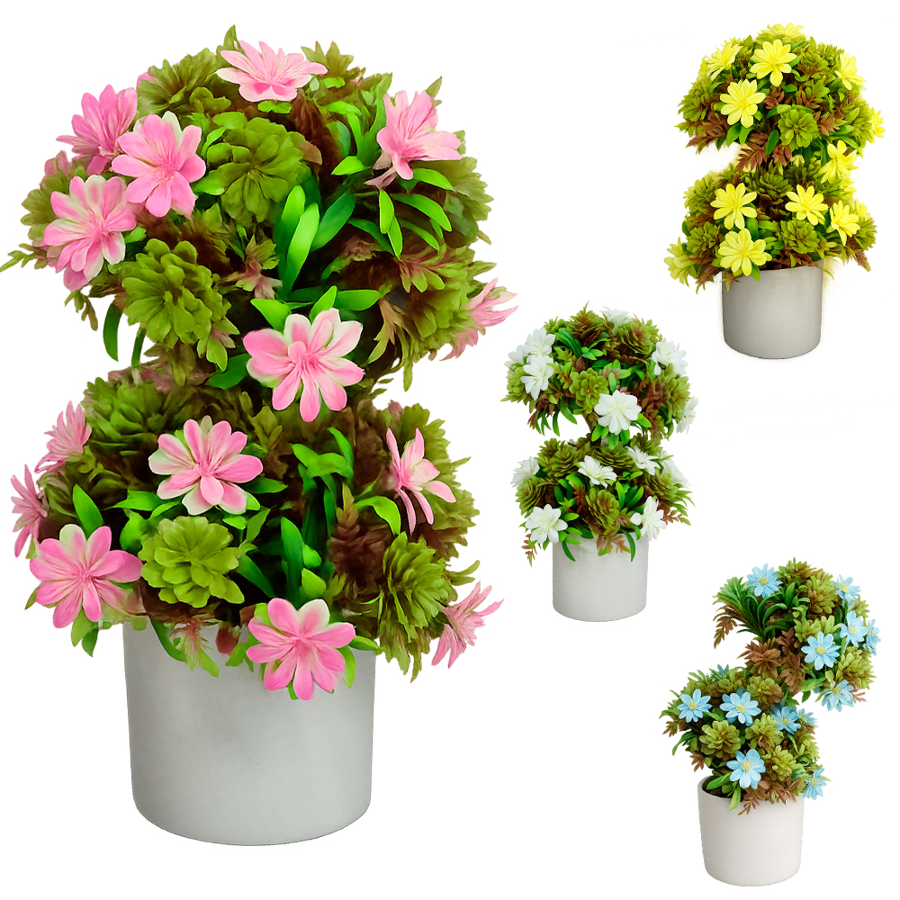 FLOR ARTIFICIAL COM VASO DE PLASTICO REDONDO 26X7,5CM DE Ø VCF