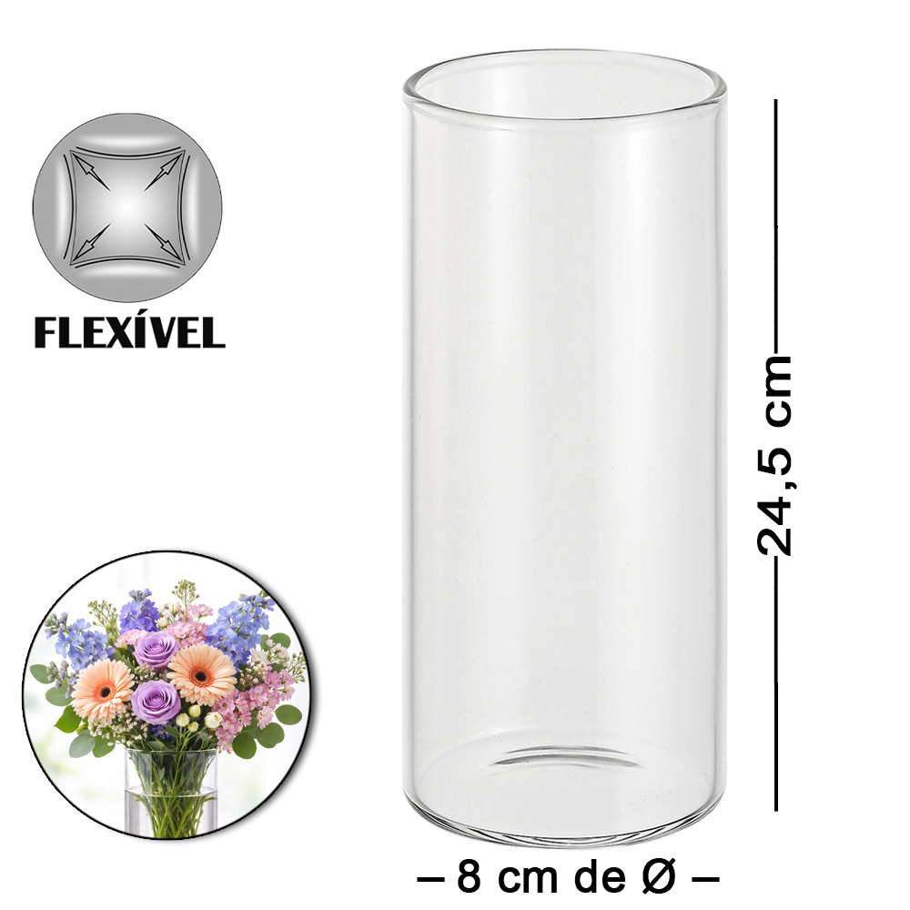 VASO DE PLASTICO PET FLEXIVEL REDONDO LISO 24,5X8CM DE Ø