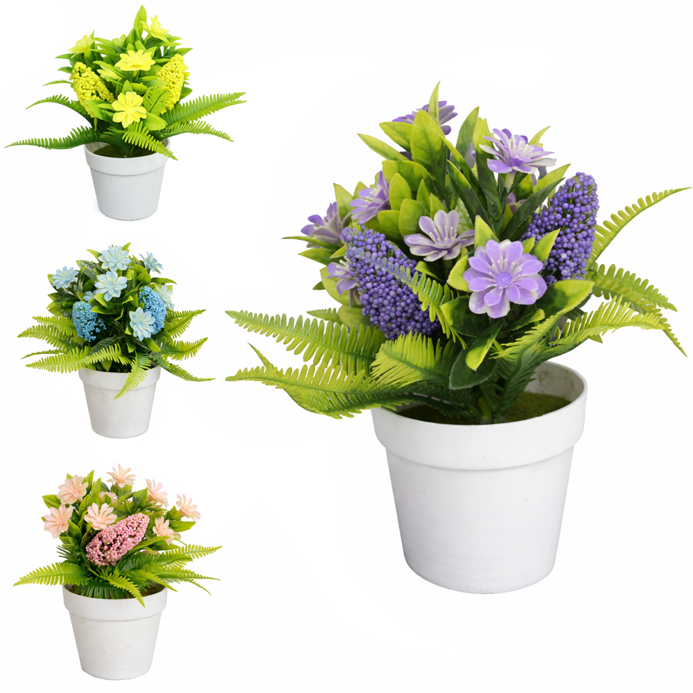 FLOR ARTIFICIAL COM VASO DE PLASTICO REDONDO 23X7CM DE Ø