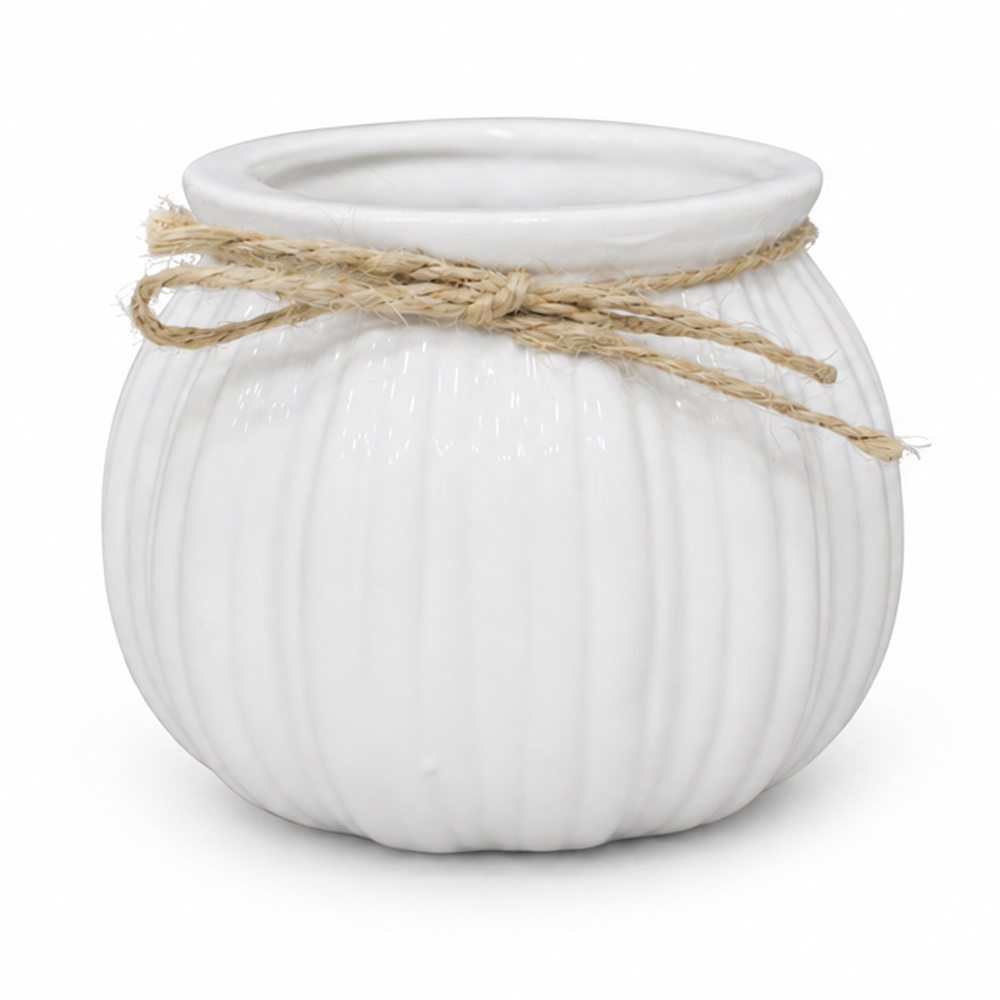 VASO DECORATIVO DE PORCELANA REDONDO COM LACO 8,5X9,5CM DE Ø