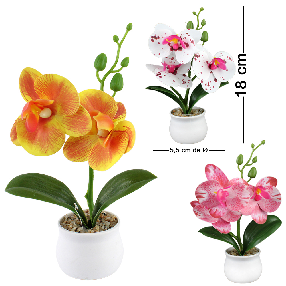 FLOR PERMANENTE COM VASO DE PLASTICO REDONDO 18X5,5CM DE Ø VCF
