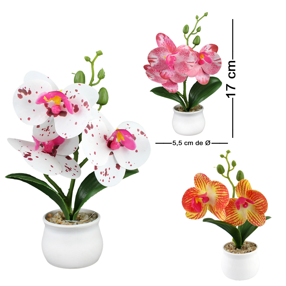 FLOR PERMANENTE COM VASO DE PLASTICO REDONDO 17X5,5CM DE Ø VCF