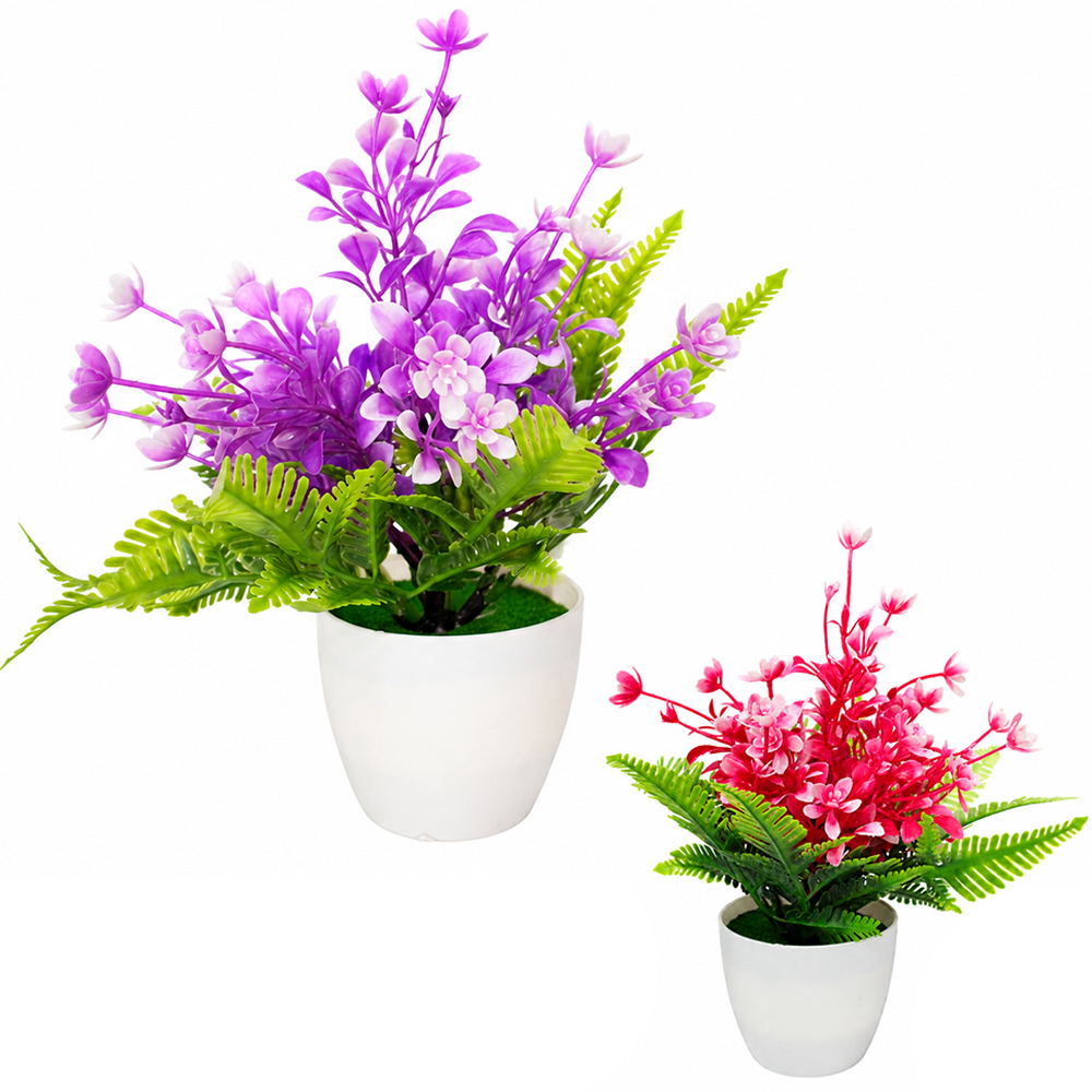 FLOR PERMANENTE COM VASO DE PLASTICO REDONDO 22X8CM DE Ø VCF