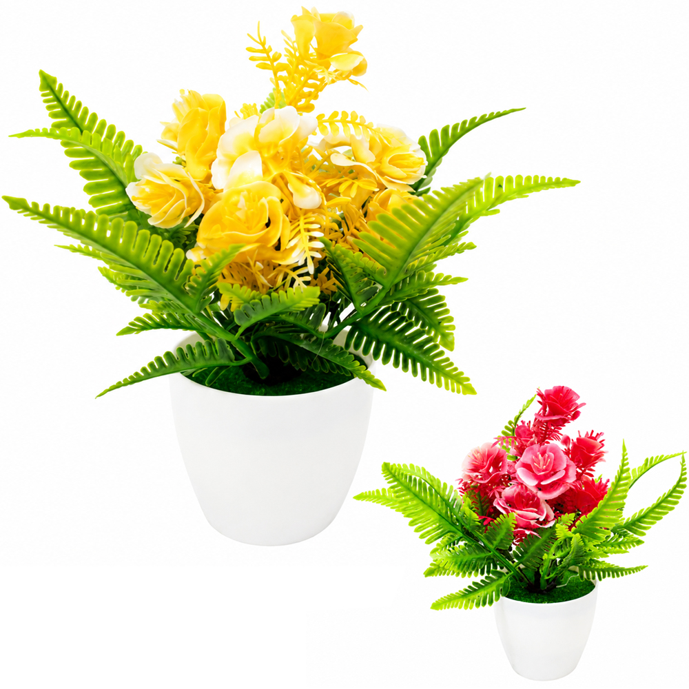 FLOR PERMANENTE COM VASO DE PLASTICO REDONDO 20X8CM DE Ø VCF