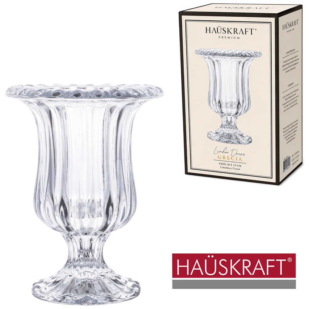 VASO DE VIDRO REDONDO LINHA DECOR GRETA HAUSKRAFT PREMIUM 14,5X11CM DE Ø