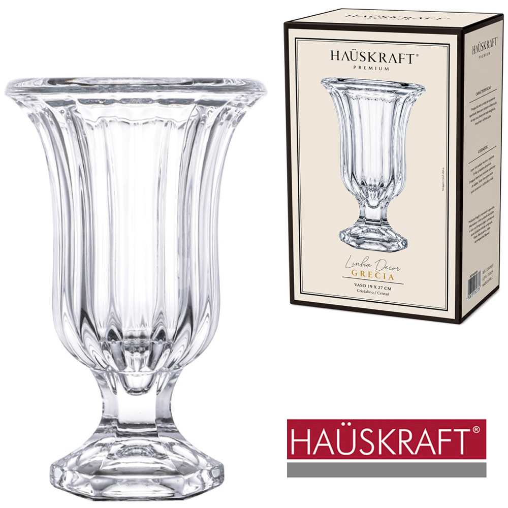 VASO DE VIDRO REDONDO LINHA DECOR GRETA HAUSKRAFT PREMIUM 19X12CM DE Ø