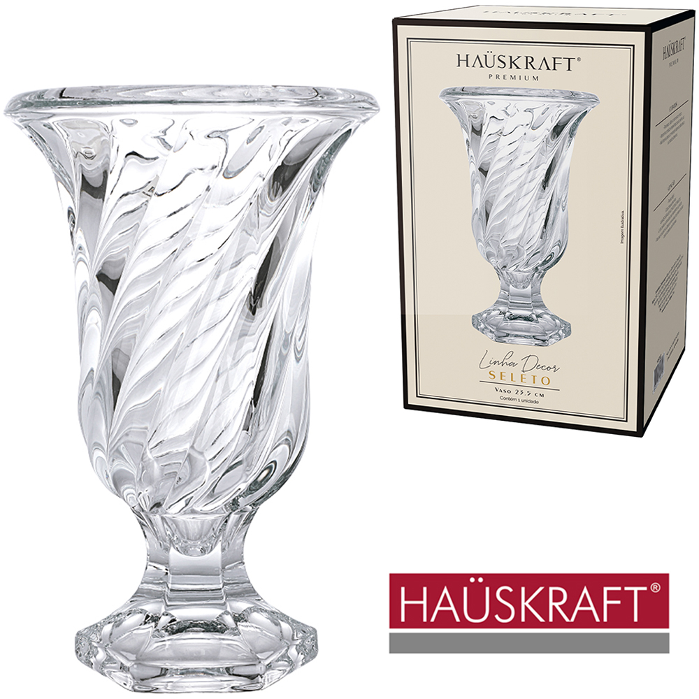 VASO DE VIDRO REDONDO LINHA DECOR SELETO HAUSKRAFT PREMIUM 23,5X14,5CM DE Ø