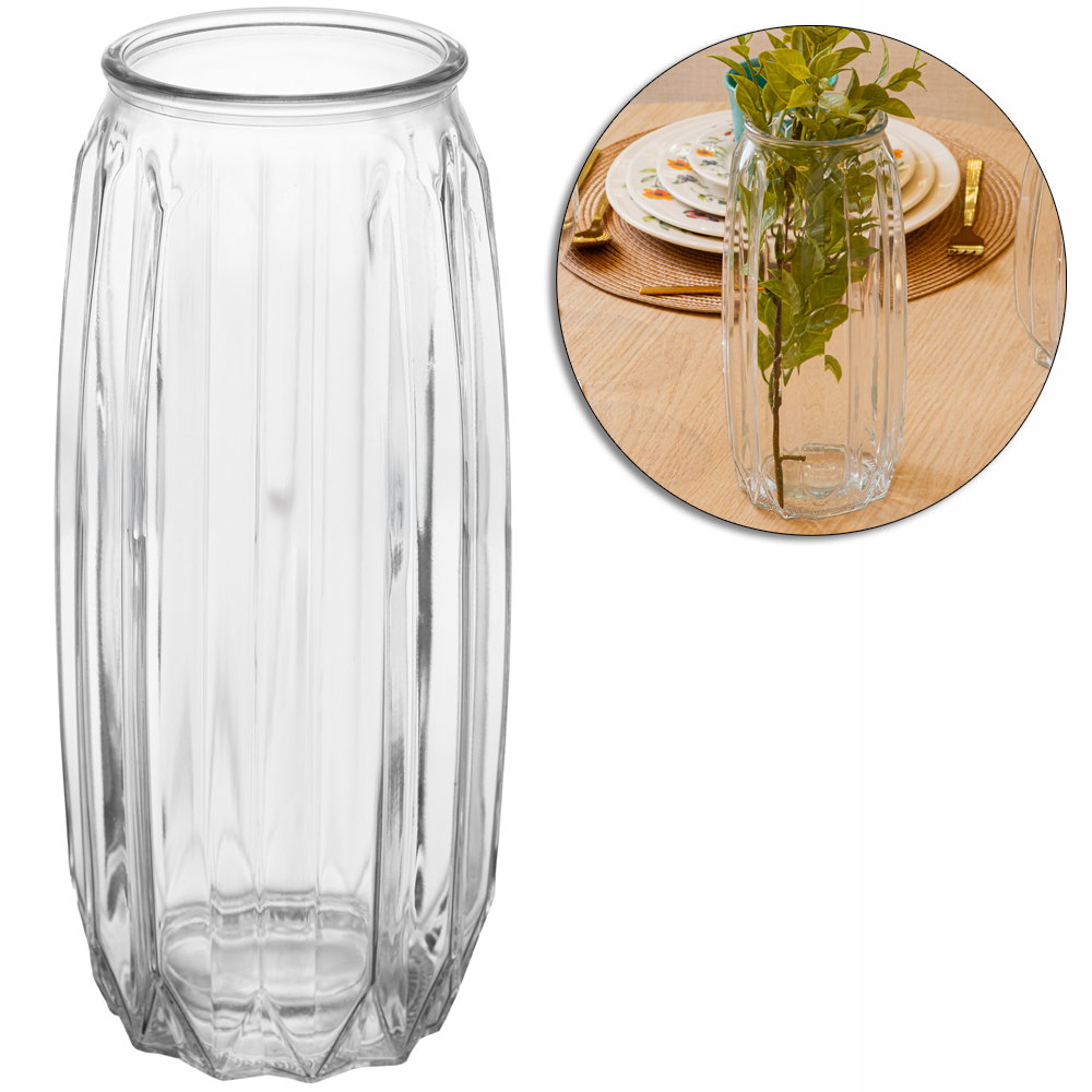 VASO DE VIDRO REDONDO REFLEXOS 26X11,5CM DE Ø