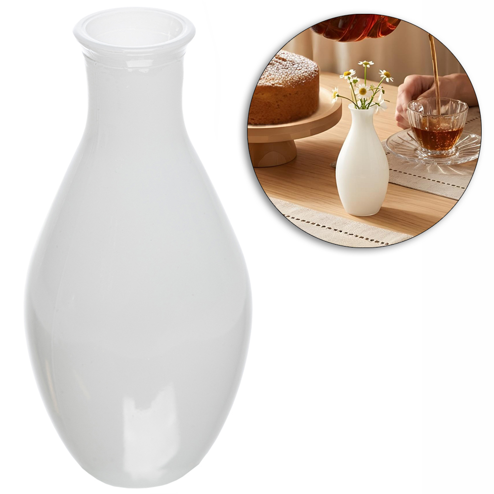 VASO DE VIDRO REDONDO DALIA BRANCO 14,5X7CM DE Ø
