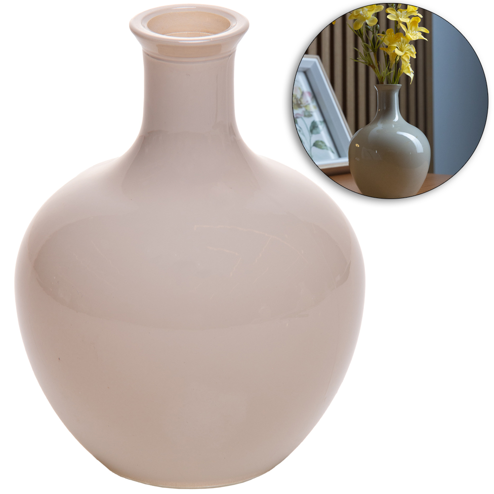 VASO DE VIDRO REDONDO DALIA CINZA 11X7,5CM DE Ø
