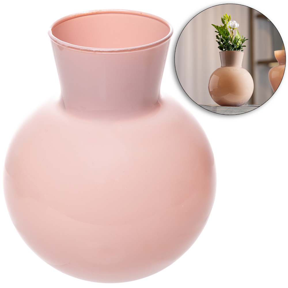 VASO DE VIDRO REDONDO JASMINE BEGE 12,5X10CM DE Ø WOLFF 