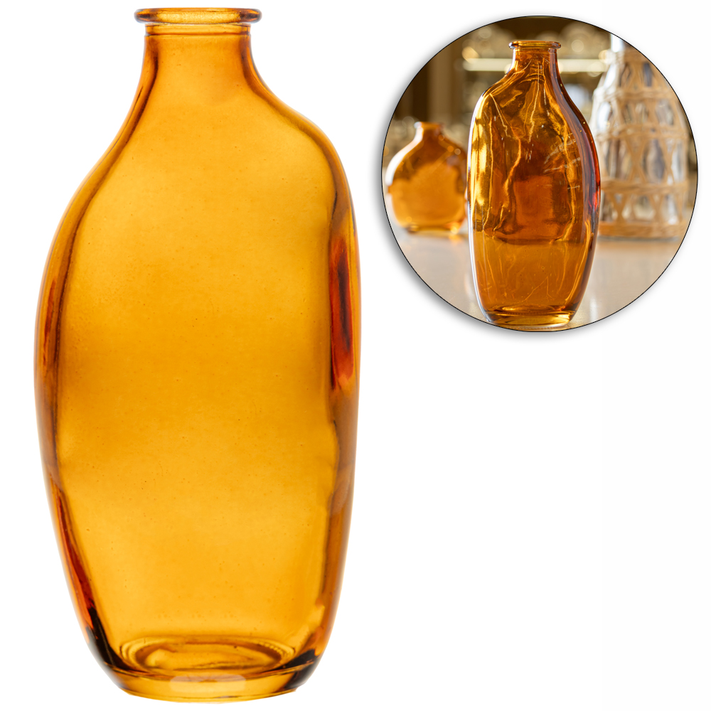 VASO DE VIDRO ORGANICS AMBAR 15X7X5,5CM WOLFF