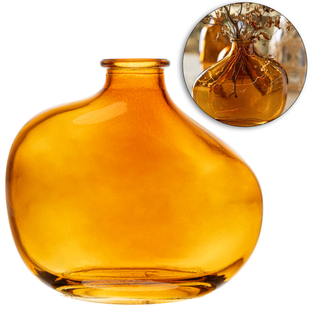 VASO DE VIDRO ORGANICS AMBAR 11X10X5,5CM WOLFF