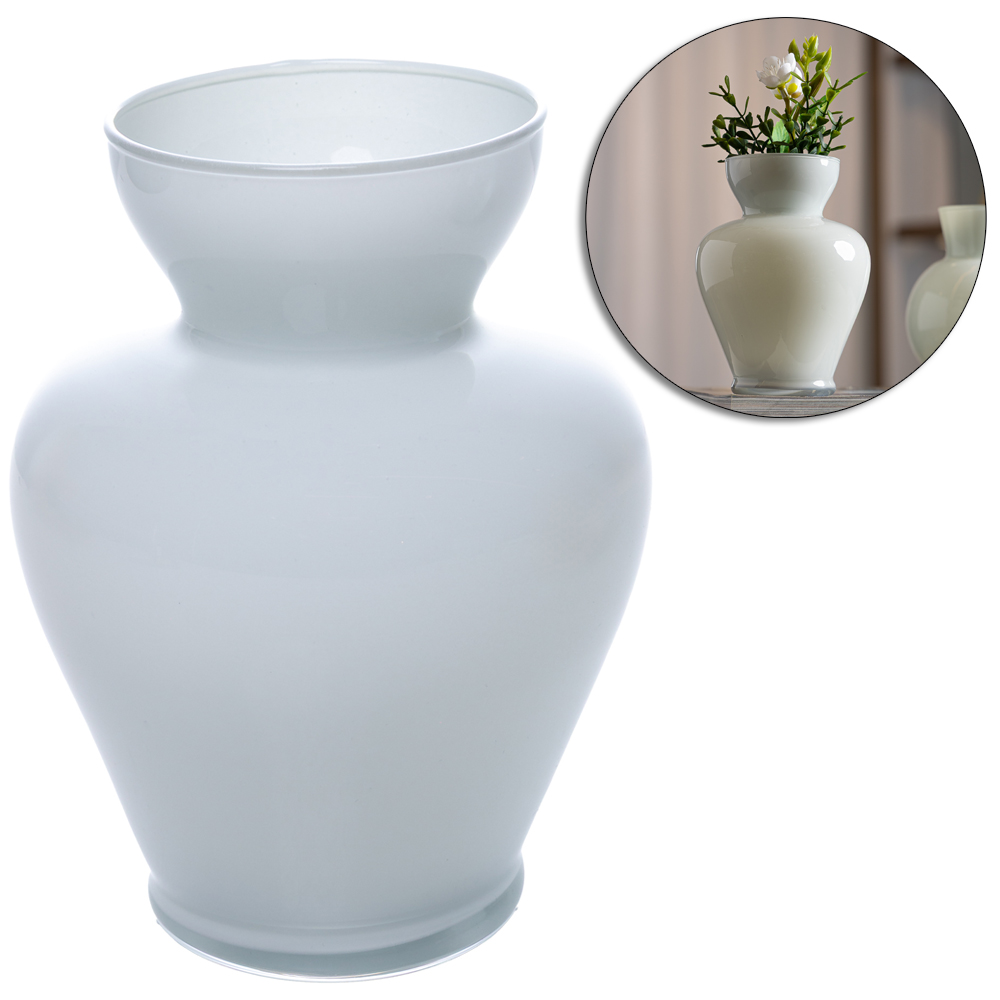 VASO DE VIDRO REDONDO JASMINE WHITE 14,5X10CM DE Ø WOLFF