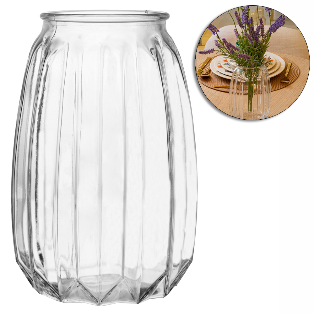 VASO DE VIDRO REDONDO REFLEXOS 19,5X12,5CM DE Ø 