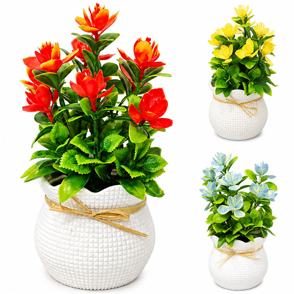 FLOR PERMANENTE COM VASO DE PLASTICO REDONDO SORTIDAS 22X11,5CM DE Ø