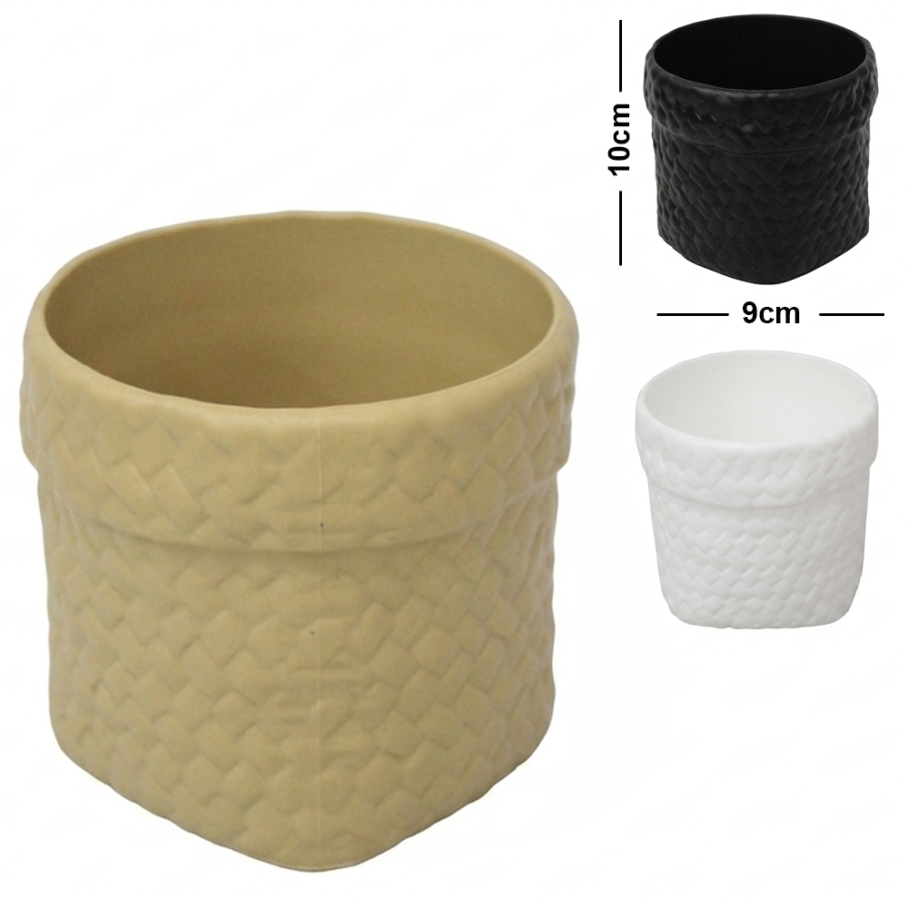 VASO DECORATIVO DE PLASTICO QUADRADO RATTAN 10X9CM