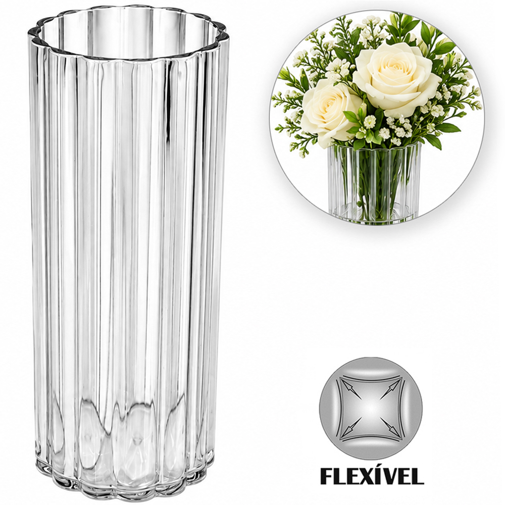 VASO DE PLASTICO PET FLEXIVEL REDONDO CANELADO 14X5CM DE Ø