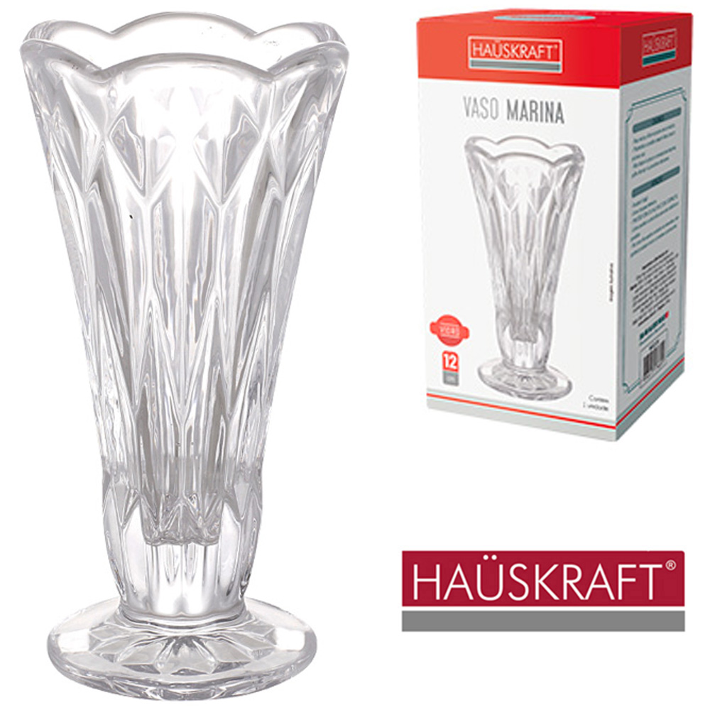 VASO DE VIDRO REDONDO MARINA HAUSKRAFT 12X6CM DE Ø