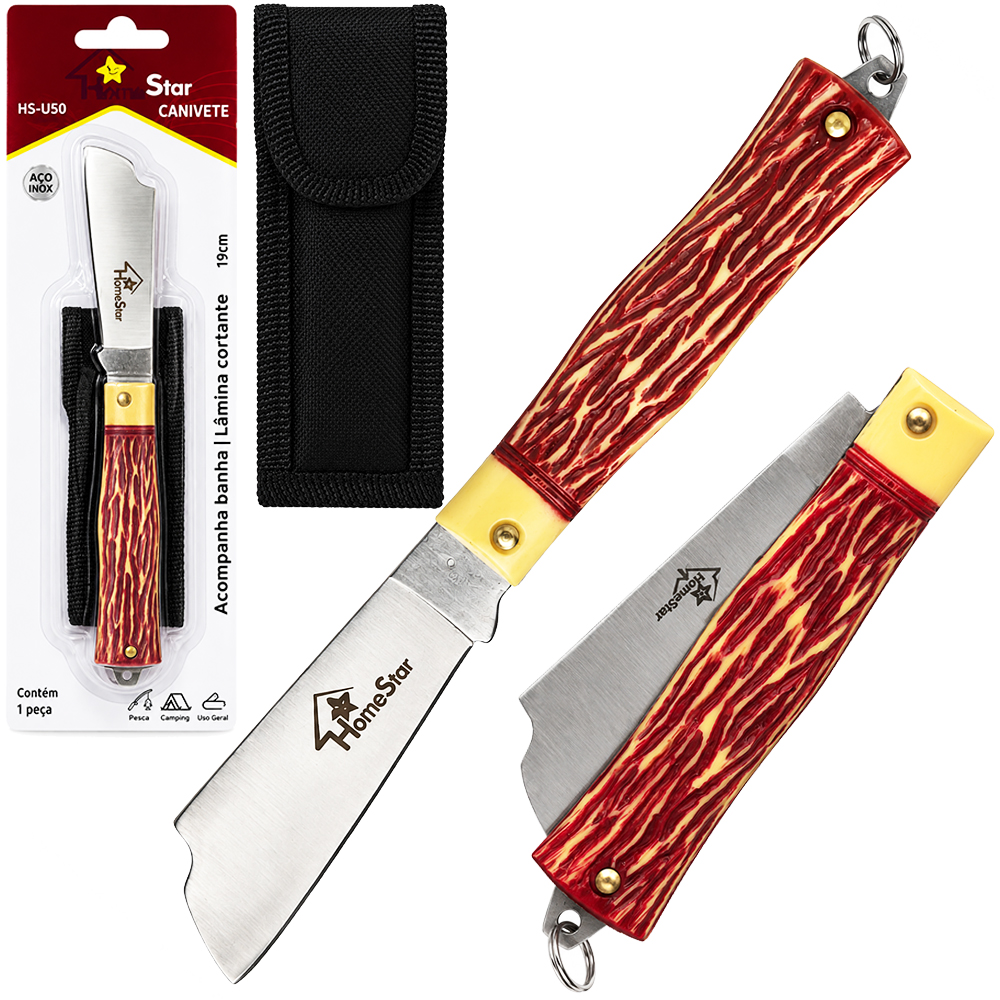 CANIVETE MANUAL DOBRAVEL DE INOX COM BAINHA HOME STAR 3,5 '' 19CM 