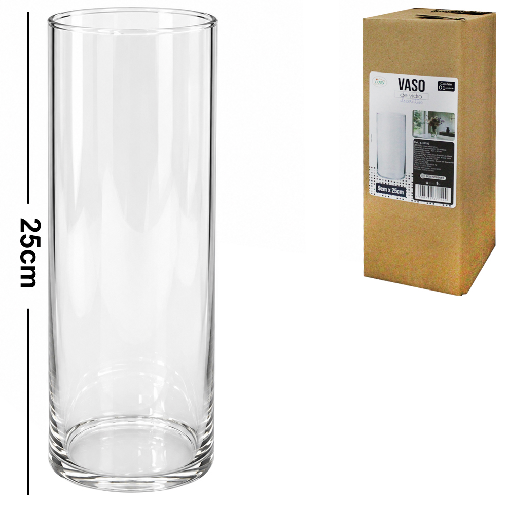 VASO DE VIDRO REDONDO 25X9CM DE Ø 