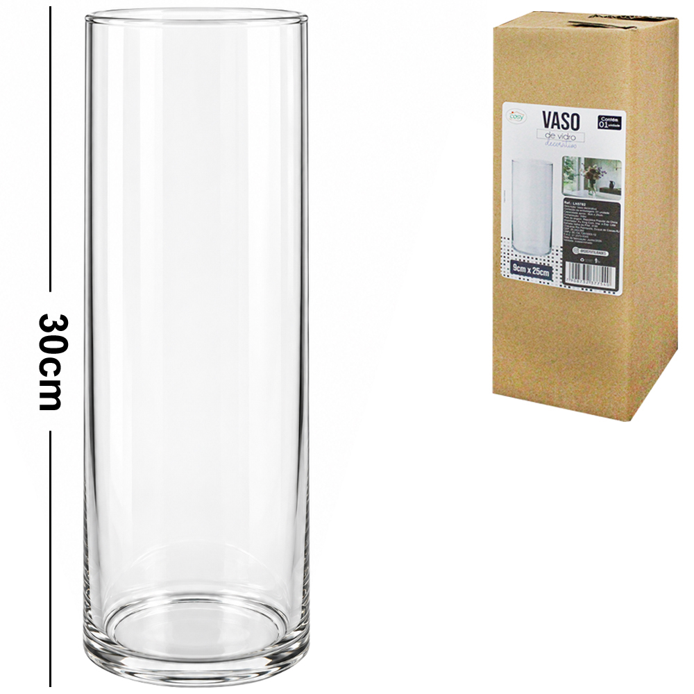 VASO DE VIDRO REDONDO 30X10CM DE Ø 