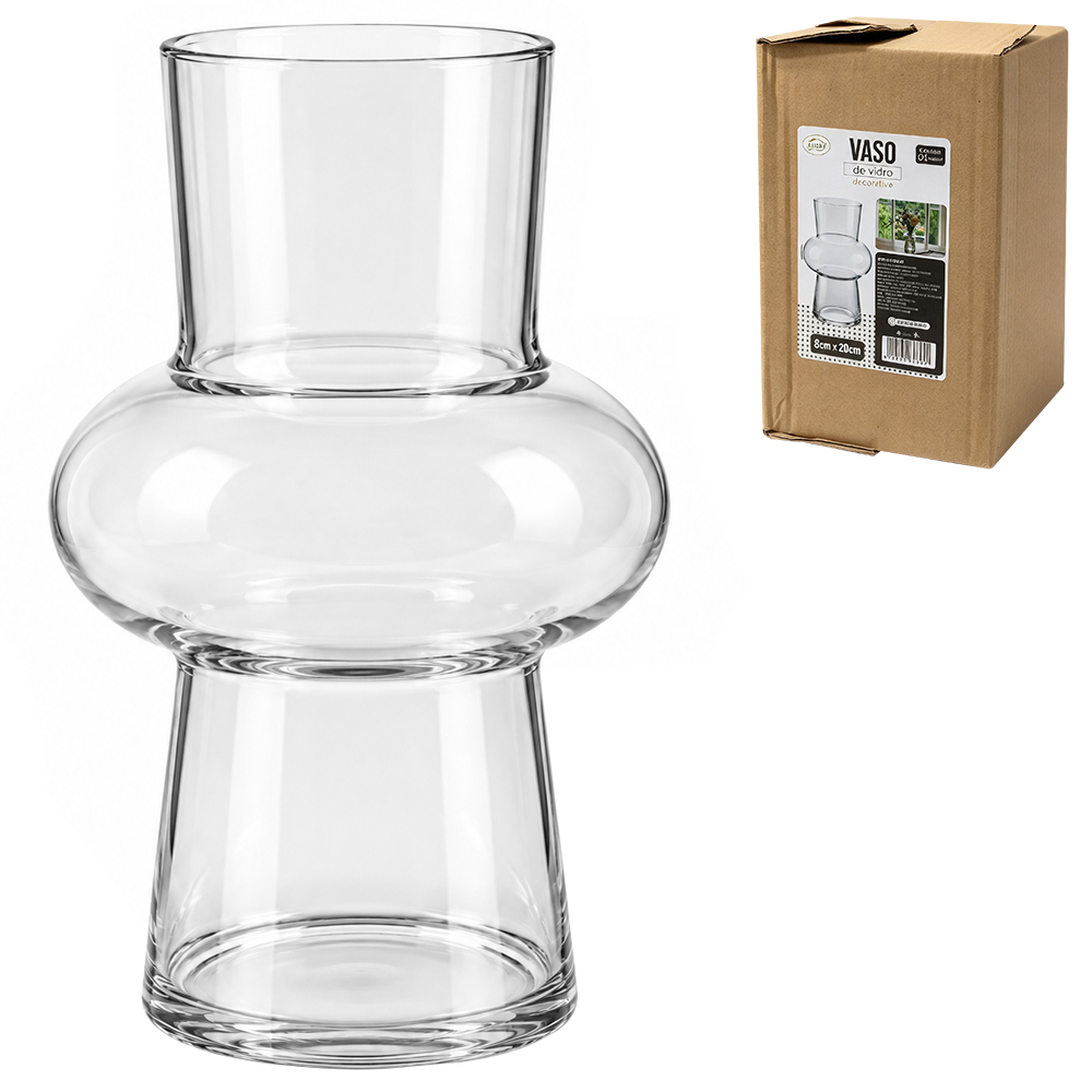 VASO DE VIDRO REDONDO 20X8CM DE Ø