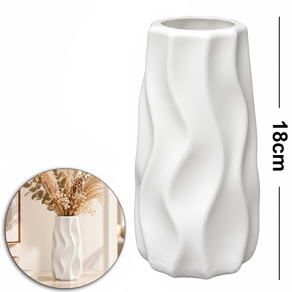 VASO DE PLASTICO REDONDO CONICO ONDULADO P WHITE 18X9CM DE Ø