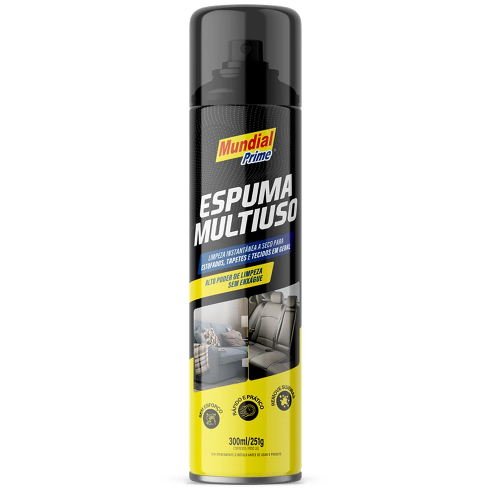 ESPUMA MULTIUSO SPRAY PARA ESTOFADOS / TAPETES E TECIDOS EM GERAL MUNDIAL PRIME 300ML / 251G