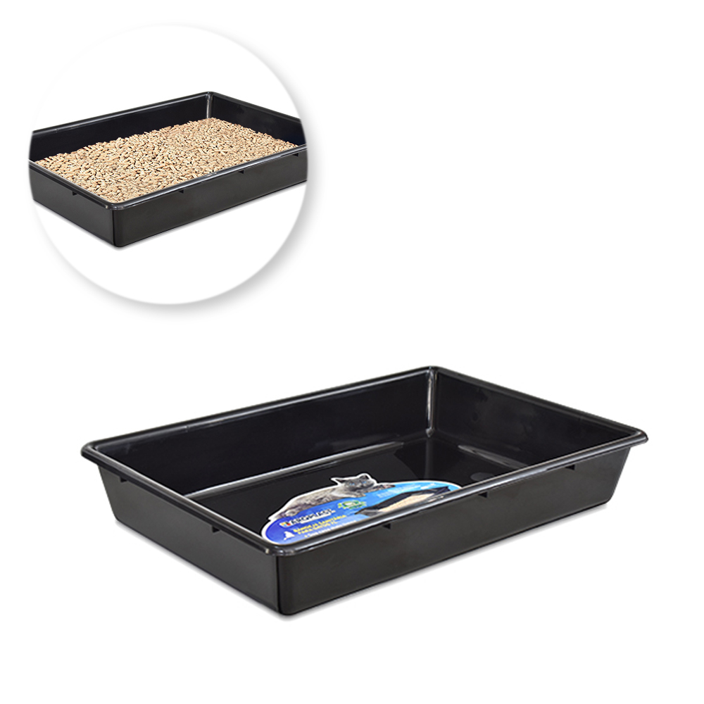 BANDEJA CAIXA DE AREIA SANITARIA PARA GATO DE PLASTICO RETANGULAR COM ALCA PRETA 7L 44X30X7CM