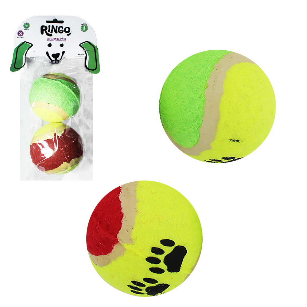 BRINQUEDO PARA CACHORRO BOLA DE TENIS PATA COM 2 PECAS 6CM DE Ø