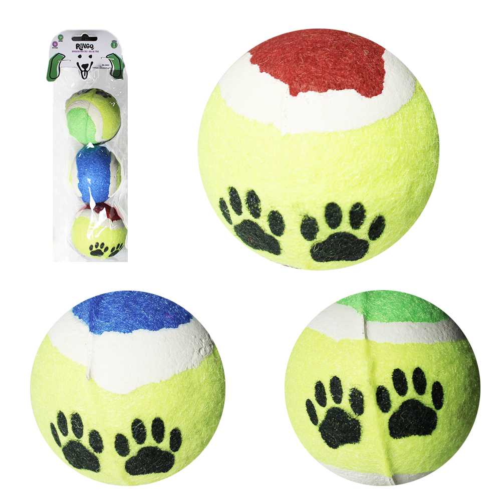 BRINQUEDO PARA CACHORRO BOLA DE TENIS PATA COM 3 PECAS 5CM DE Ø