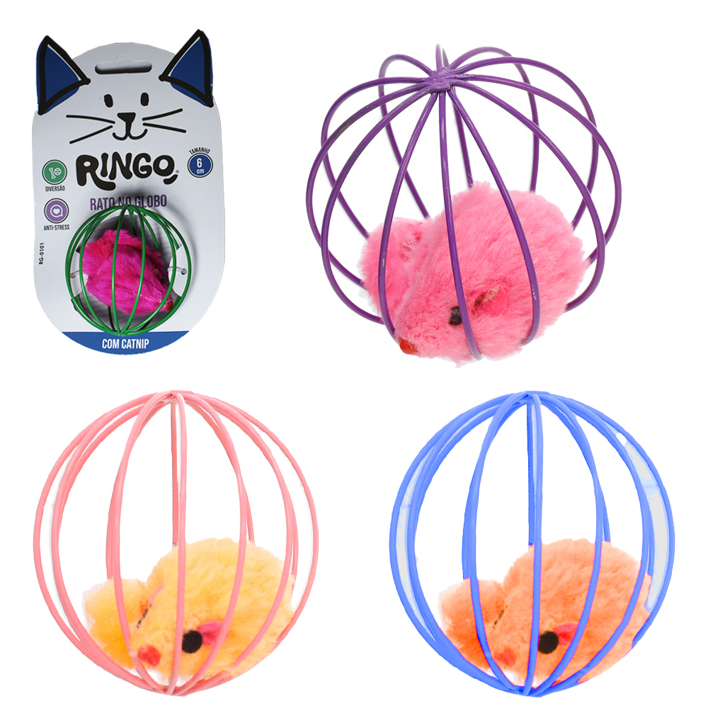 BRINQUEDO PARA GATO RATO NO GLOBO 6CM DE Ø