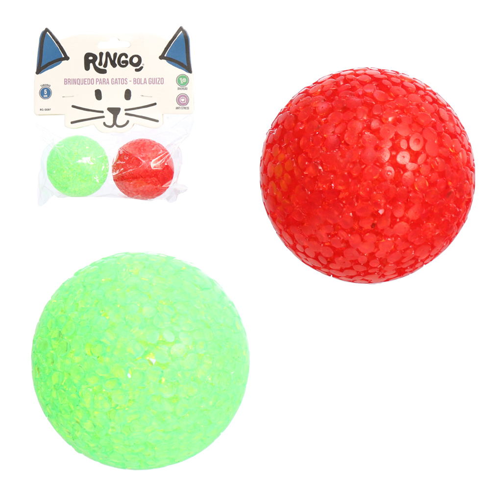 BRINQUEDO PARA GATO BOLA COM GUIZO COM 2 PECAS 5CM DE Ø