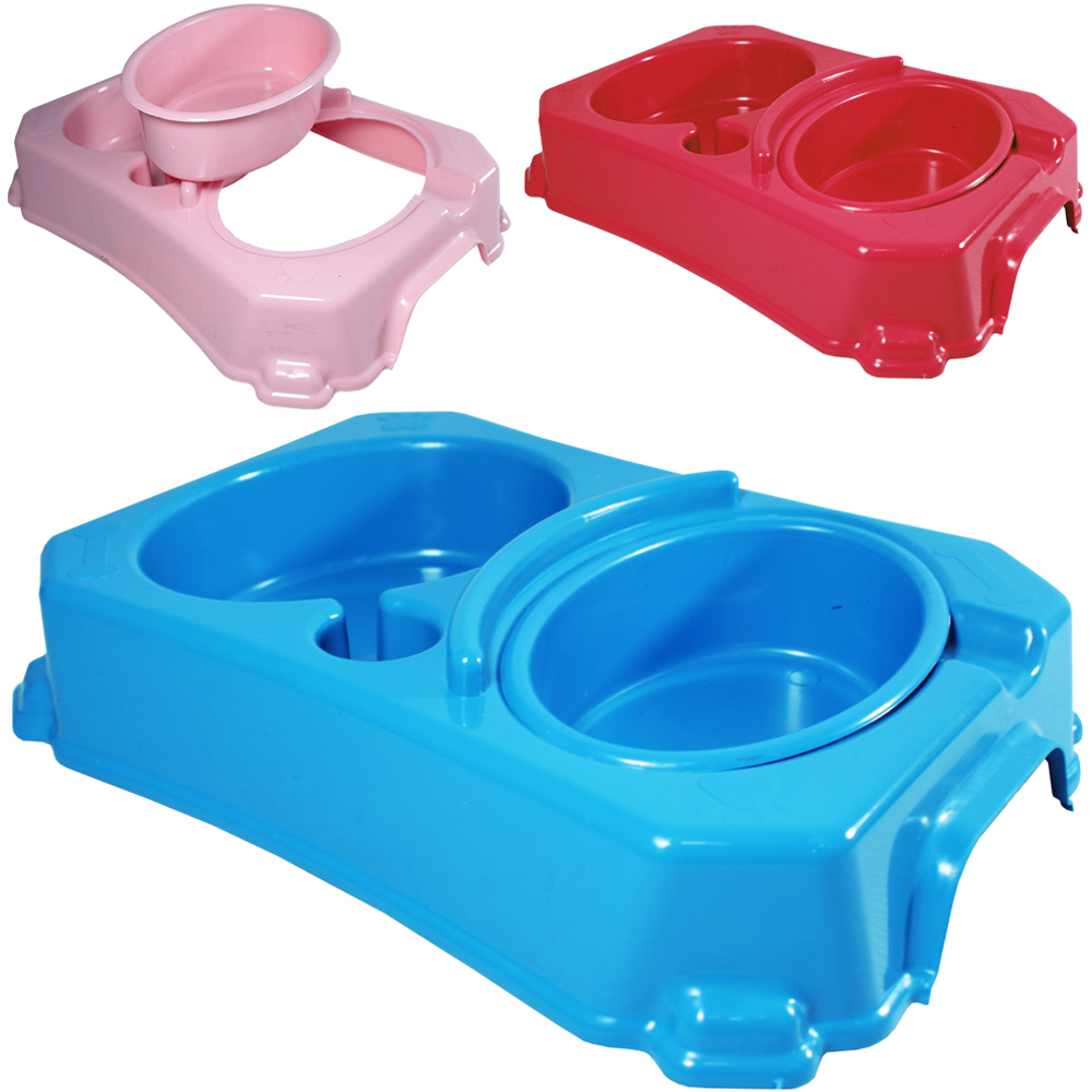 COMEDOURO / BEBEDOURO DE PLASTICO COM ADAPTADOR PARA GARRAFA 1L 32X23X6,5CM