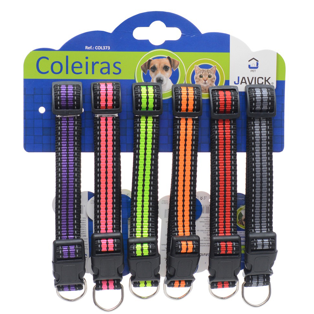 COLEIRA DE POLIESTER PARA CACHORRO COM FECHO COM 6 PECAS 46X2CM  