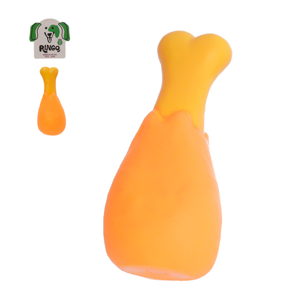 BRINQUEDO PARA CACHORRO COXA DE FRANGO DE PLASTICO COM SOM 12X5CM  