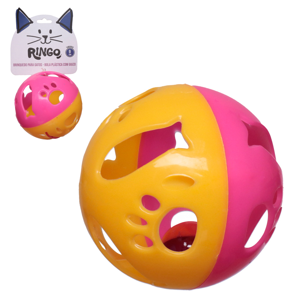 BRINQUEDO PARA GATO BOLA COM GUIZO 9CM DE Ø 